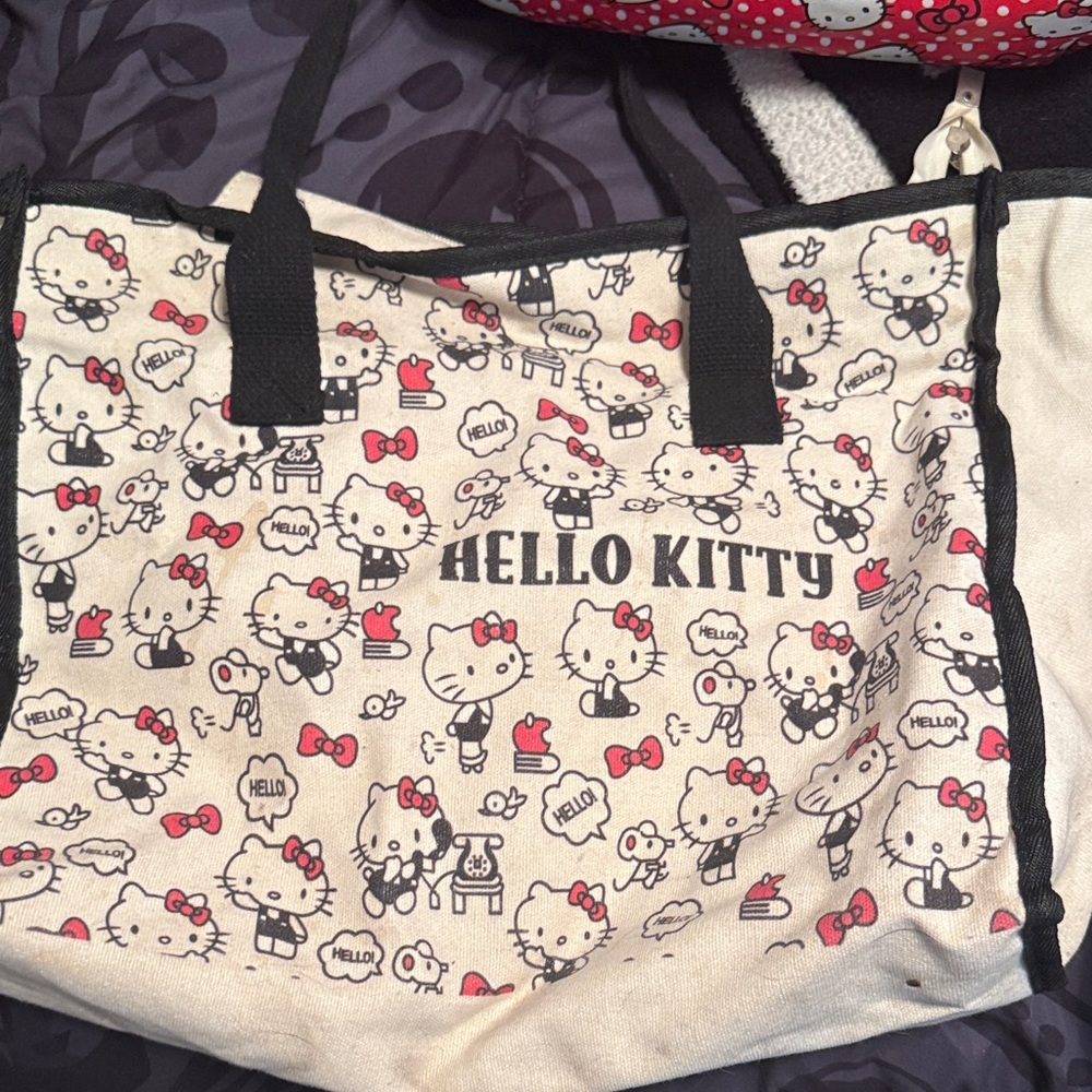 Hello Kitty Tote Bag with Cream and Black Design